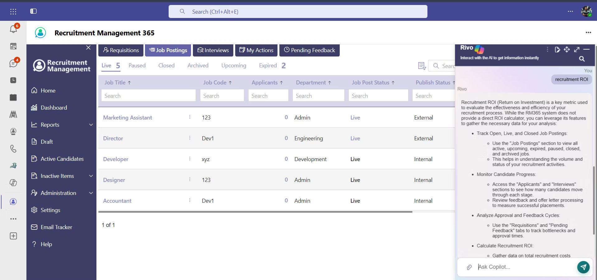 Recruitment Management dashbord