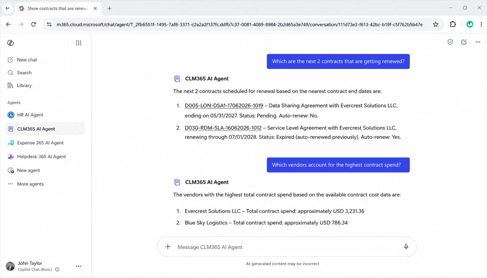 Managing contracts using Agentic AI