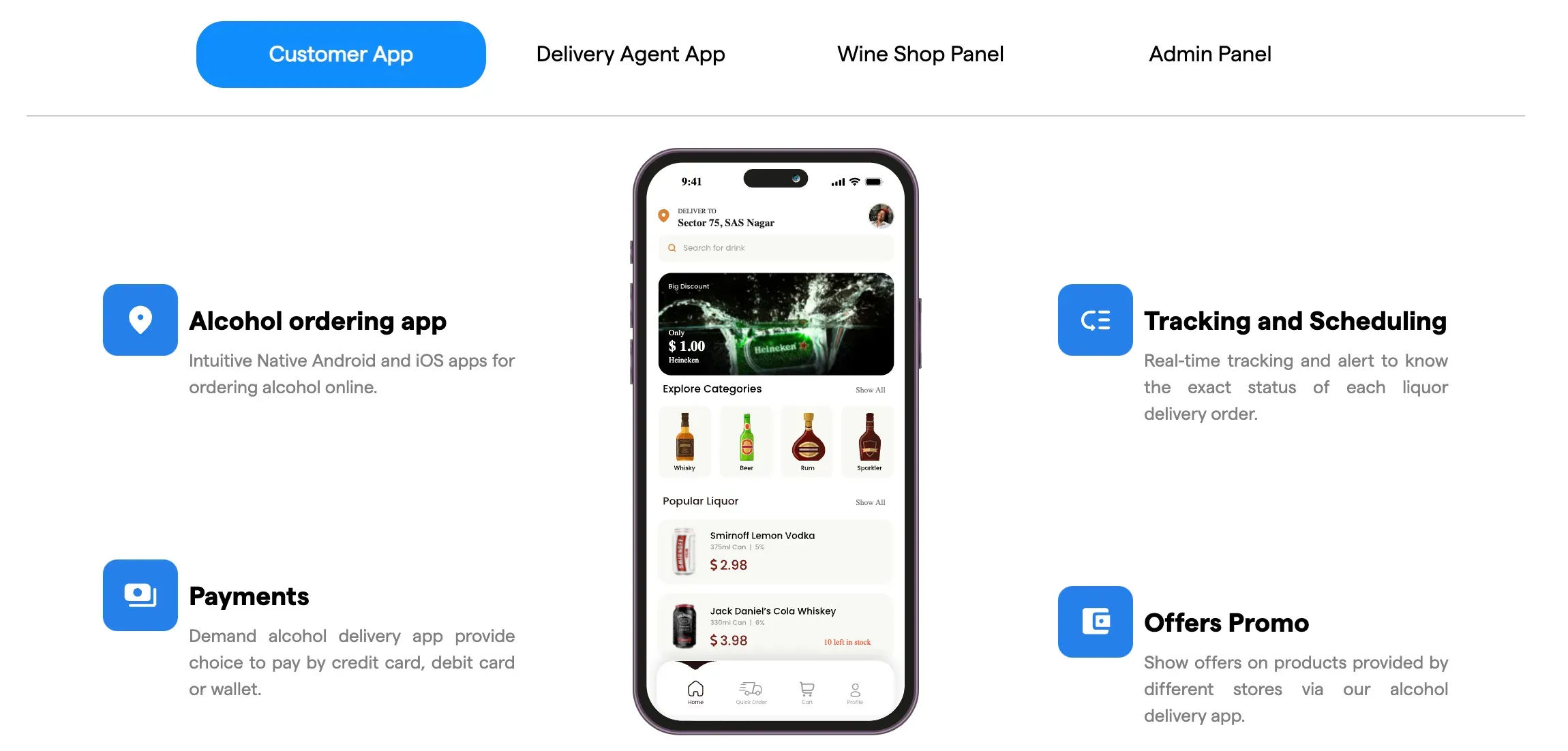 Alcohol delivery App for Customers