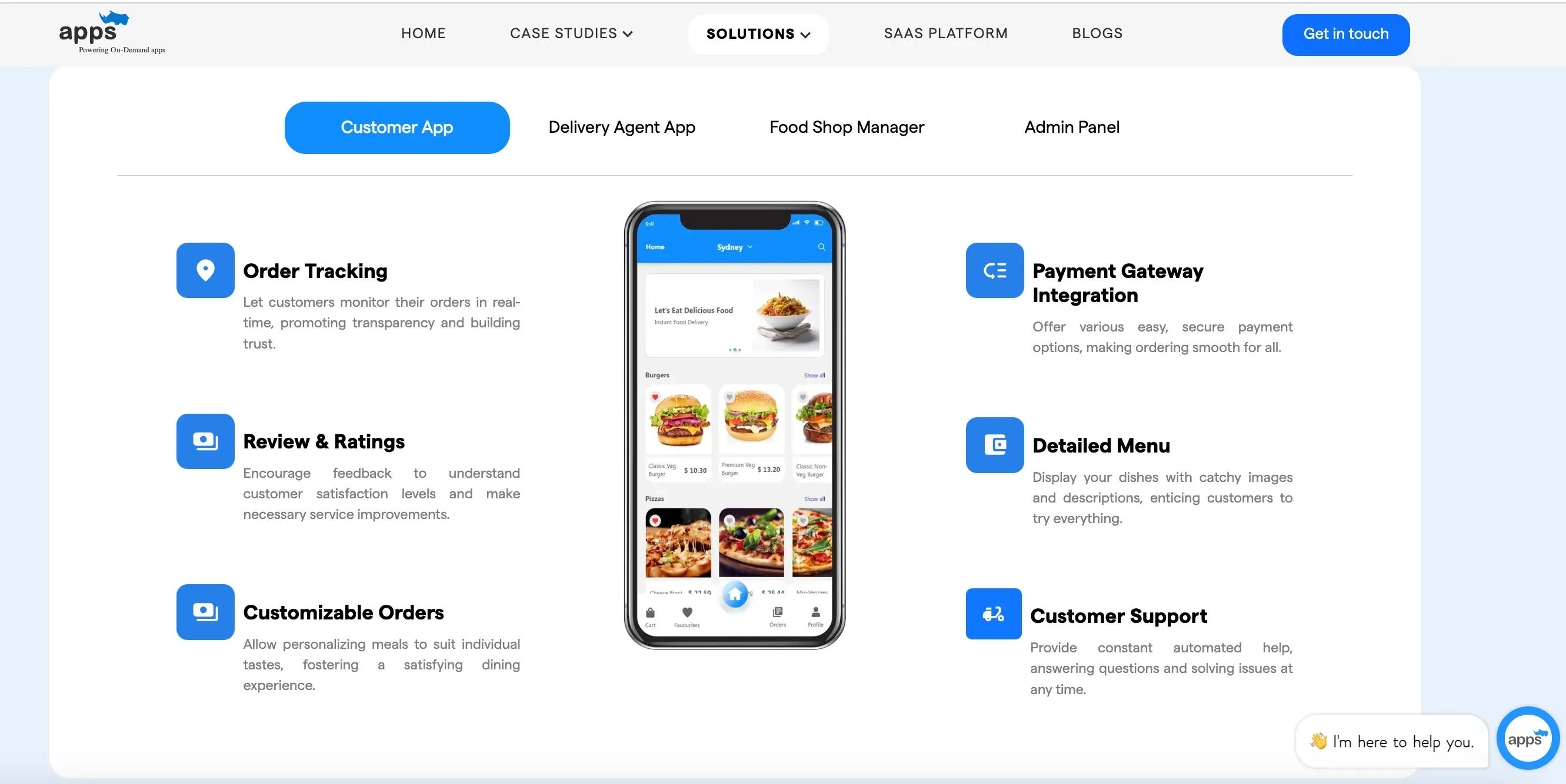 Customer Screen of Food delivery app