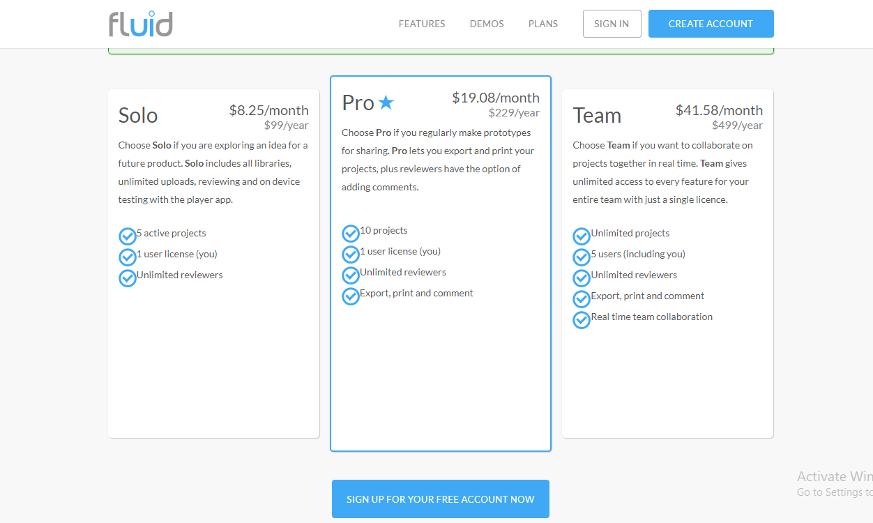 Fluid UI Pricing