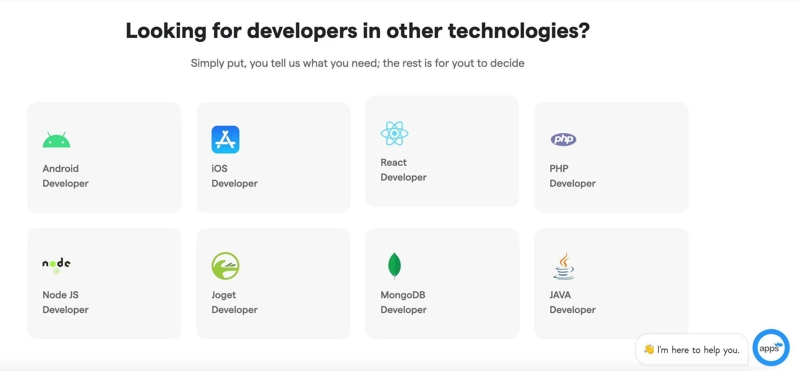 Developers of different technolgies at AppsRhino