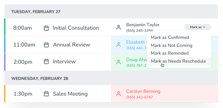 View real-time confirmation statuses for Salesforce appointments and take action if needed.