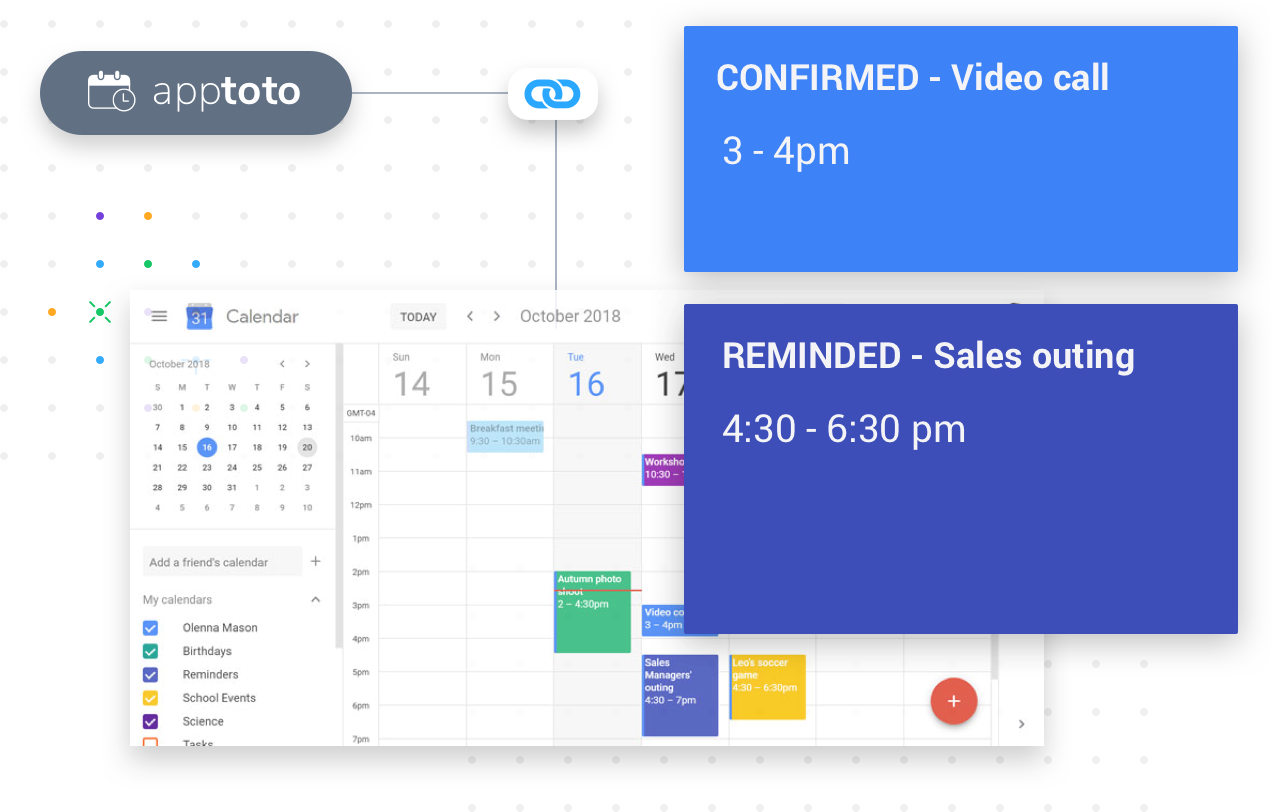 Calendar gets updated - Appointment Reminders, Apptoto