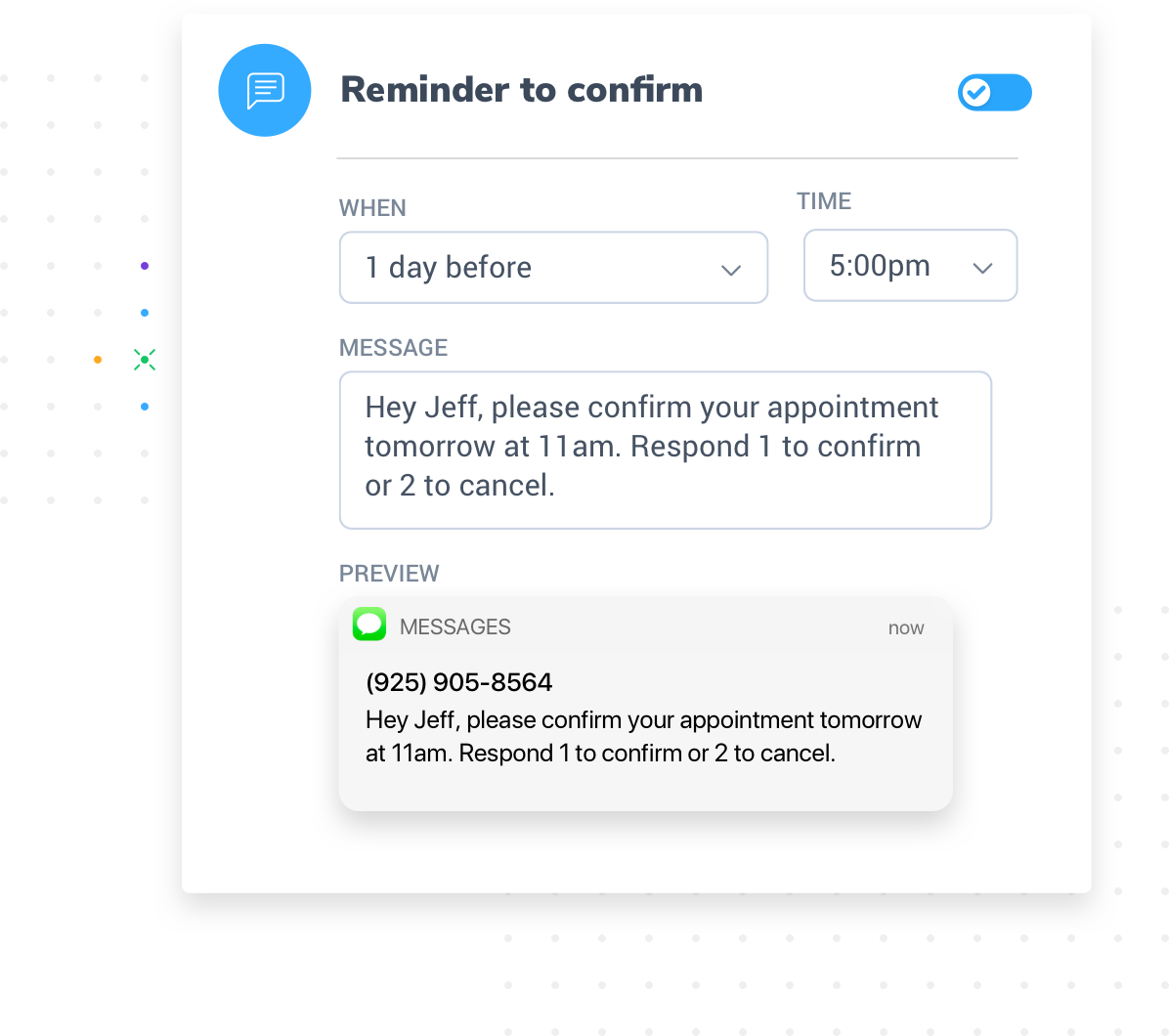 Create reminder messages - Appointment Reminders, Apptoto