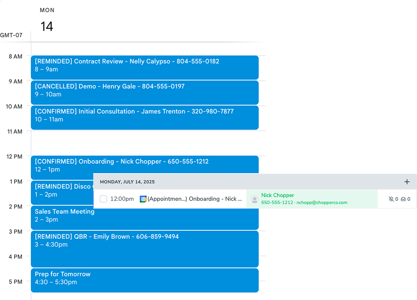 Apptoto extracts client details from Google Calendar events to send personalized appointment reminders