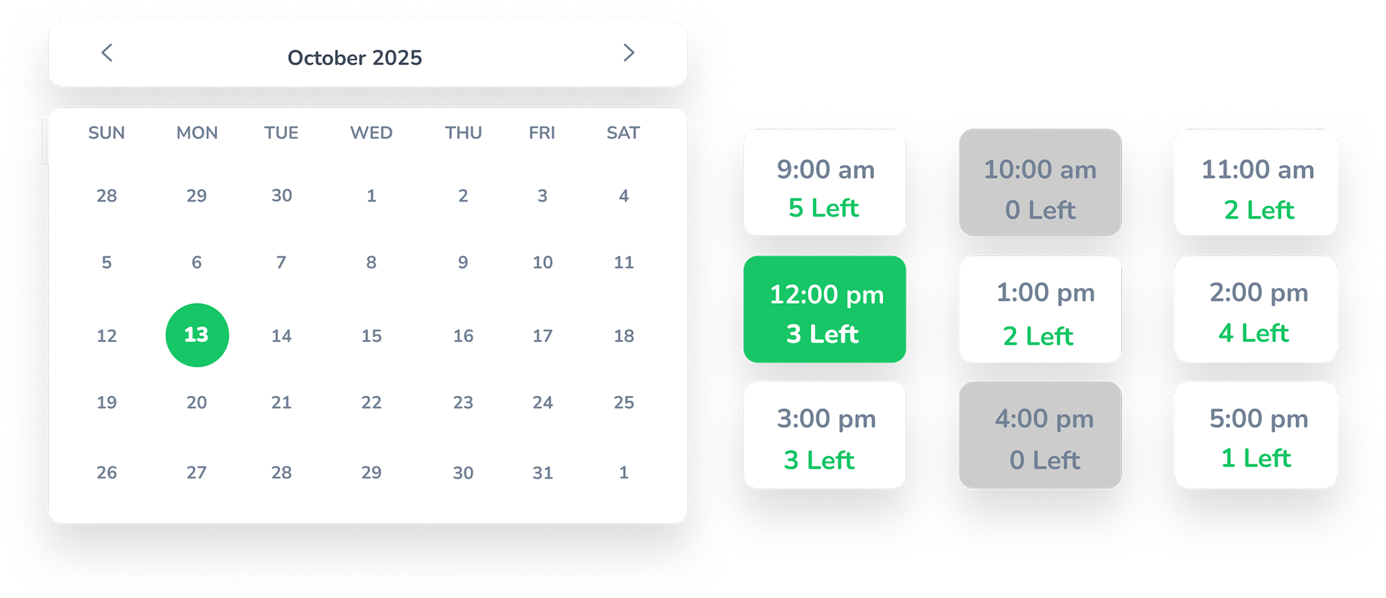 many appointment options available