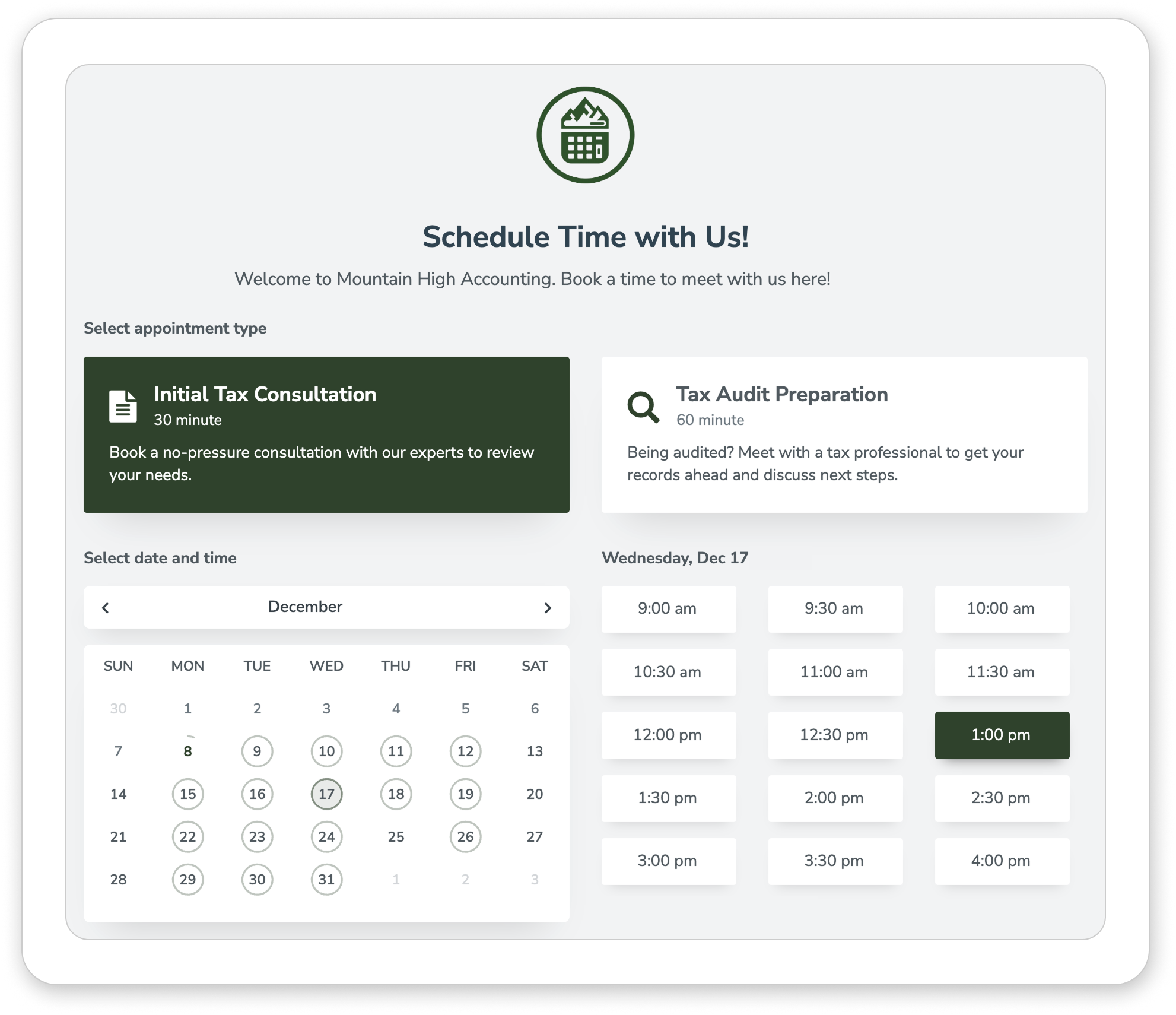 Booking pages