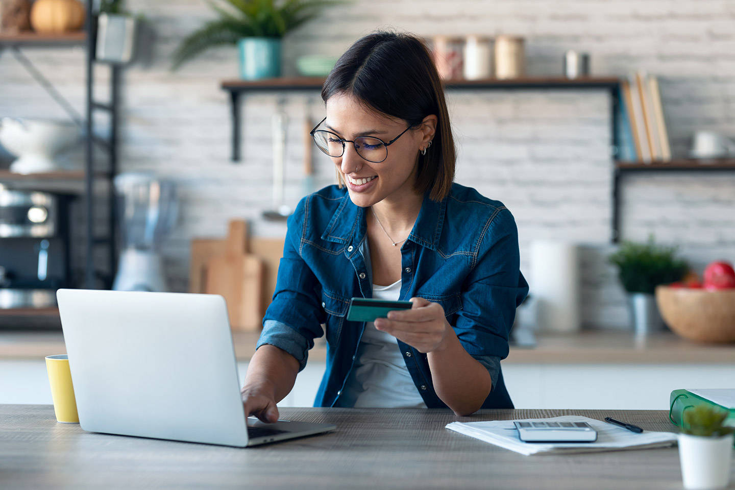woman making online purchase