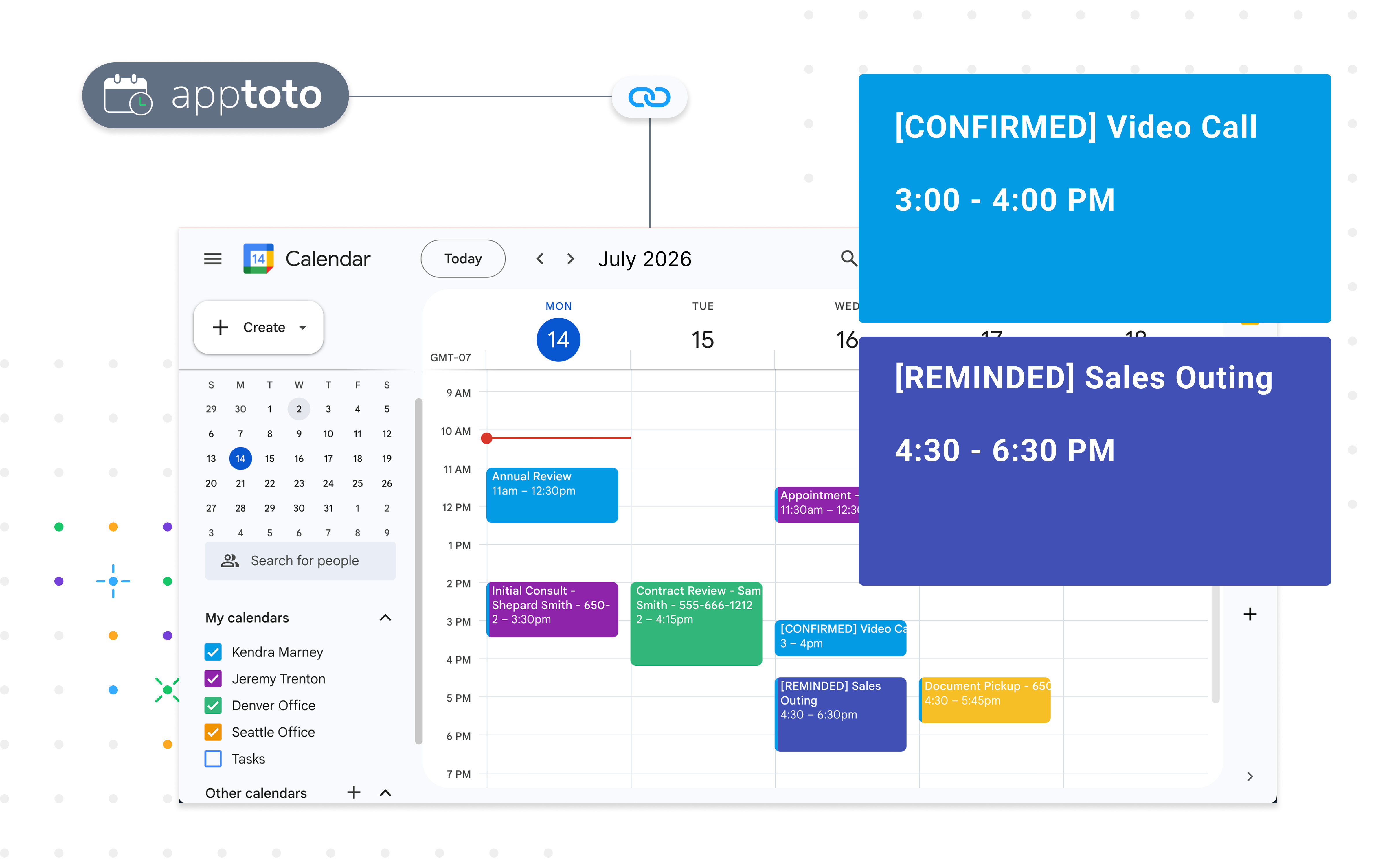 Calendar gets updated - Appointment Reminders, Apptoto