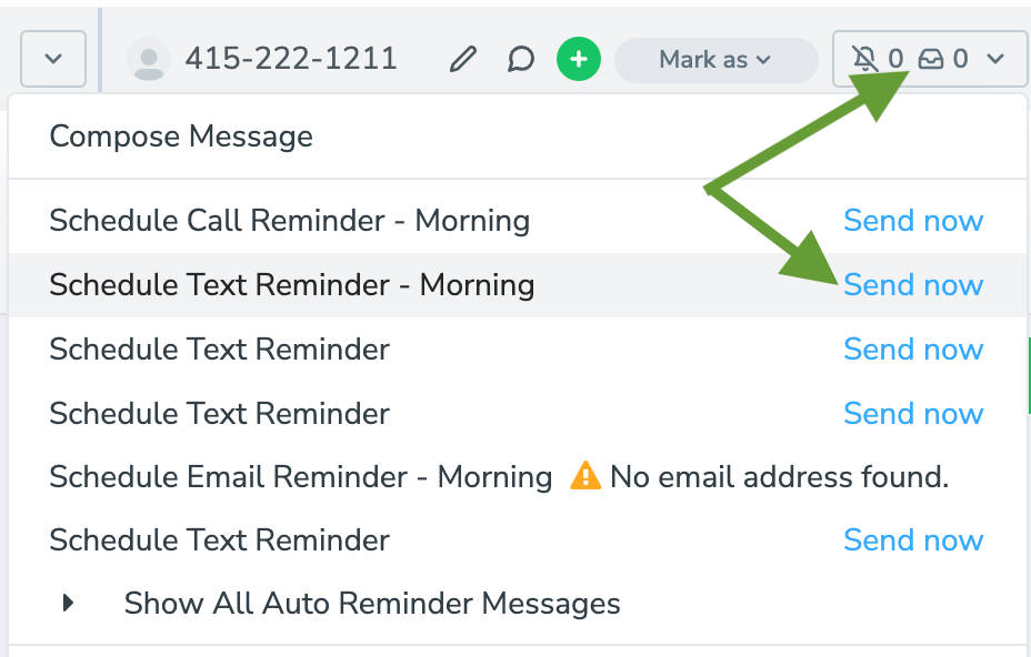 schedule text reminder to send manually apptoto