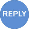 icon showing the word reply for a reply message from a client