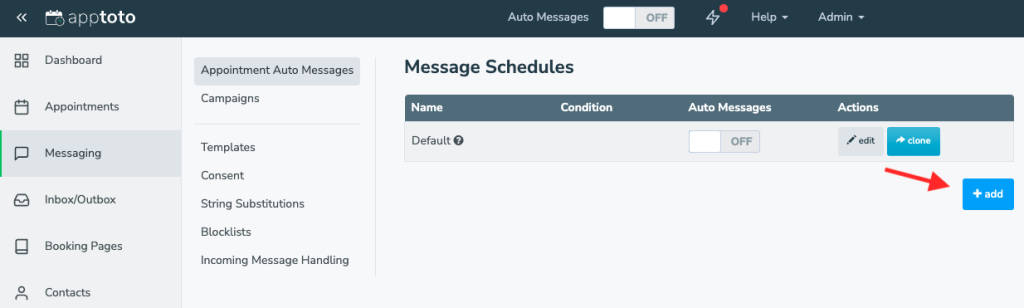 Create multiple message schedules for your appointments in Apptoto
