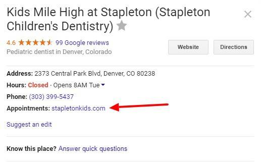 Google My Business Appointment Link Example