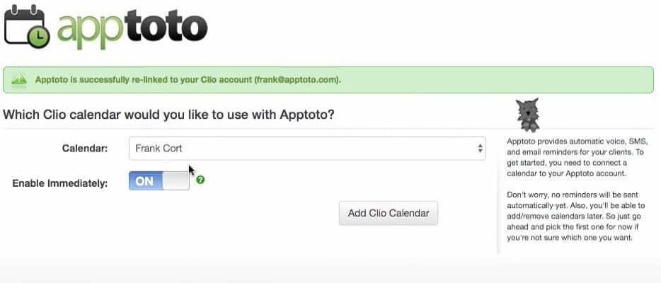 Apptoto Clio additional calendars