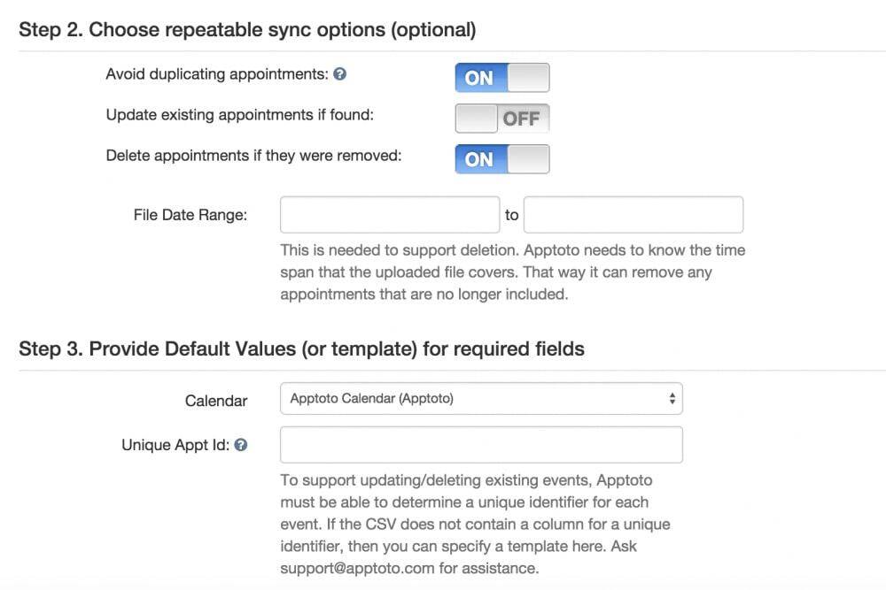 Apptoto data import by CSV