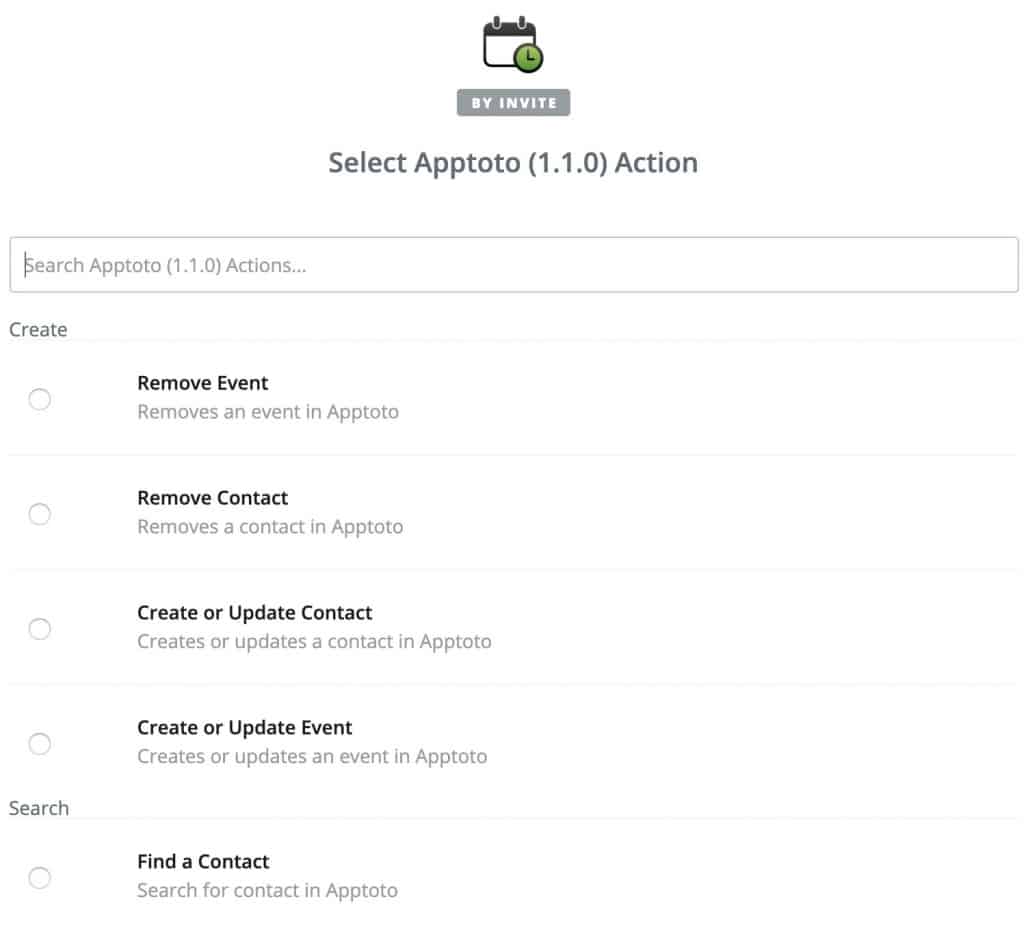 Apptoto Zapier actions