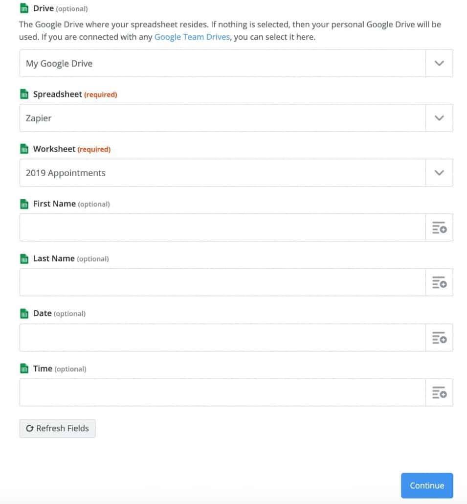 Configure your import template in your Google Sheets account