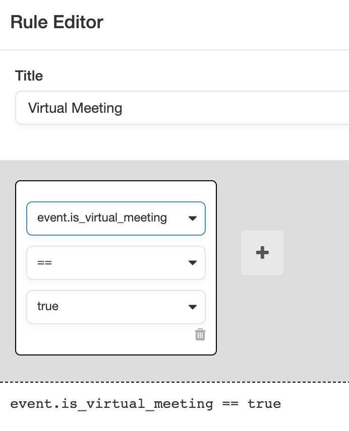 set an advanced rule where virtual.meeting=true in Apptoto for Zoom or Microsoft Teams meetings