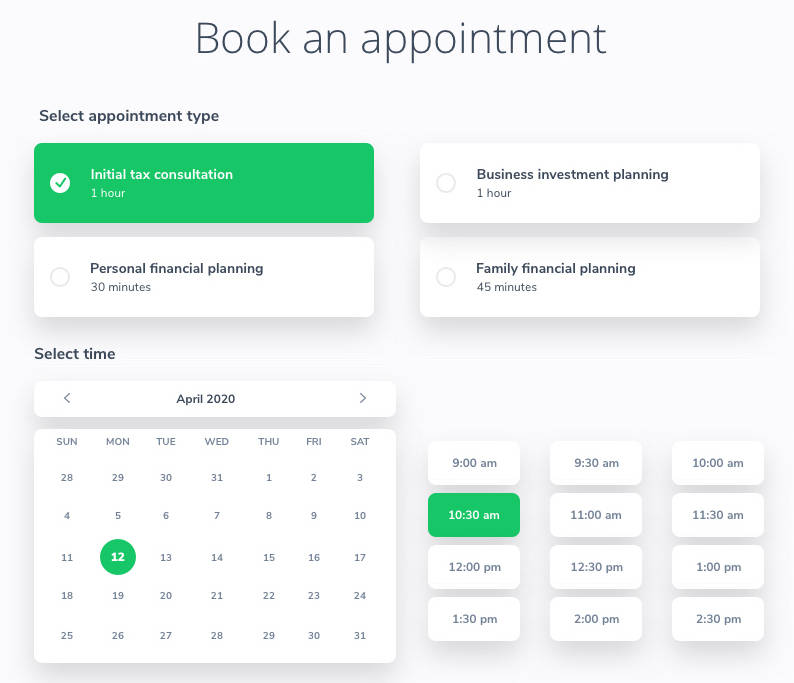 Apptoto online scheduling booking page