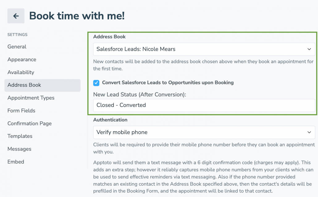 Once a Salesforce lead books an appointment with you, you can choose to let Apptoto automatically convert them to an opportunity.