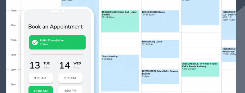 Salesforce Calendar showing an online appointment scheduling page on a mobile phone
