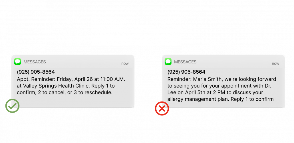 Hipaa-compliant text message appointment reminders