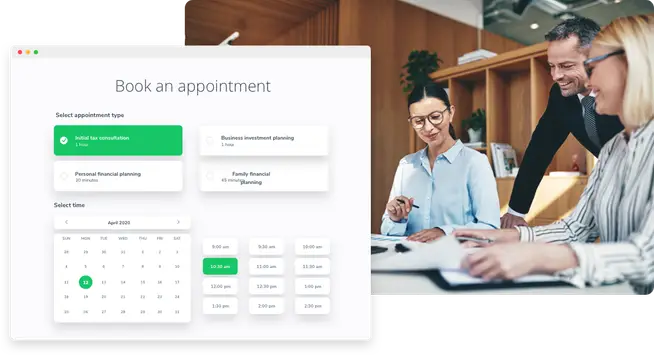 An online appointment scheduling page for an accountant.