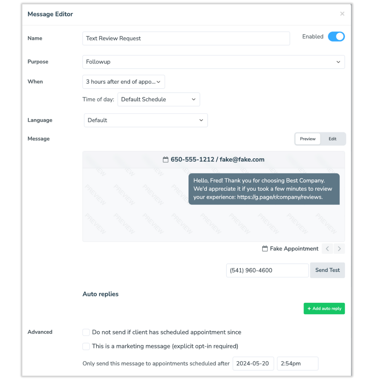 Review requests with follow up messages in apptoto