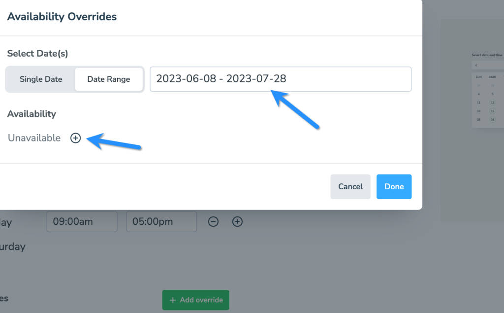 Add a secondary availability override after the first.