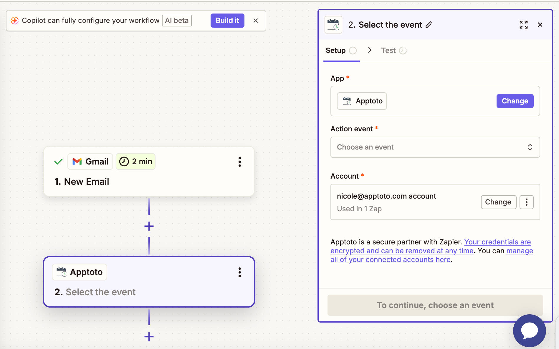 Using Apptoto events in Apptoto to trigger actions.