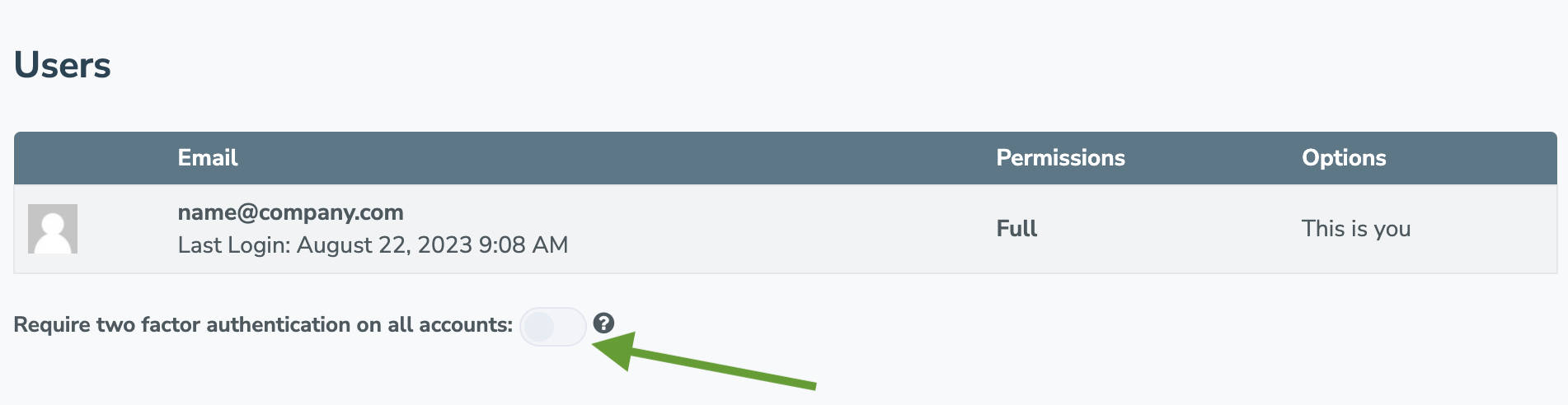 enabling 2fa for all users of an Apptoto account