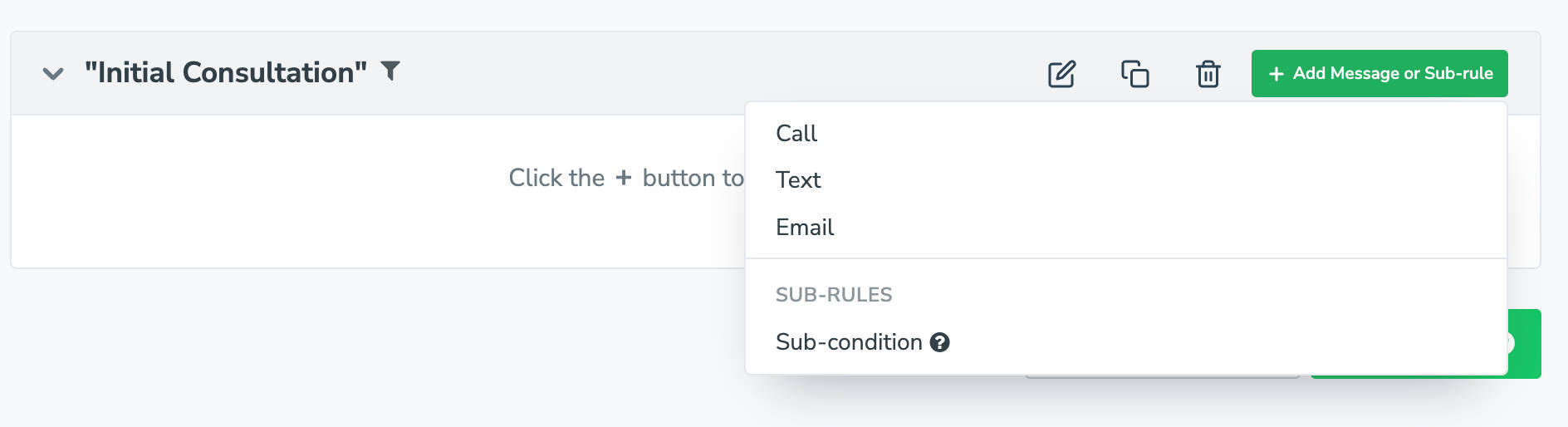 add message to appointment auto message rule in Apptoto