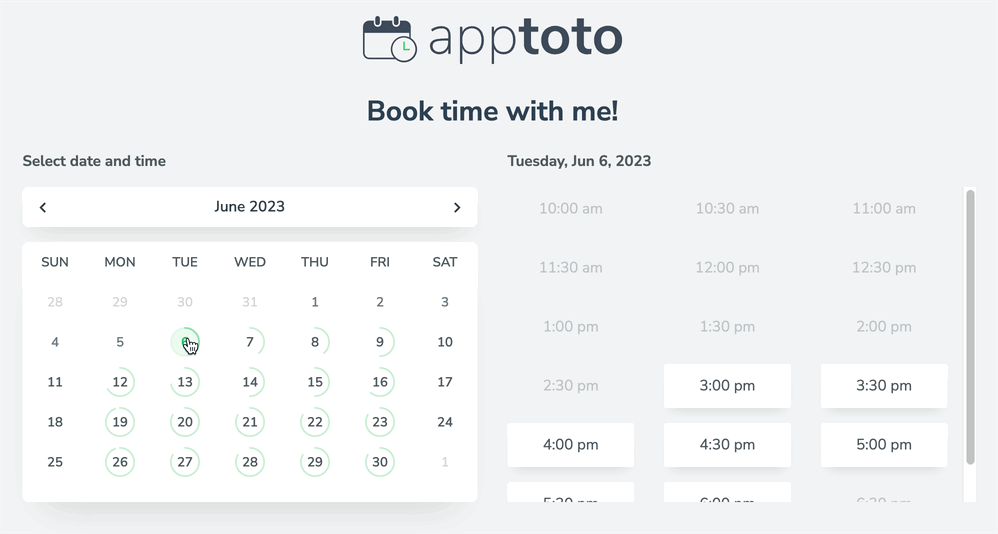 Gif displaying availability shifting due to availability overrides from one week to the next.