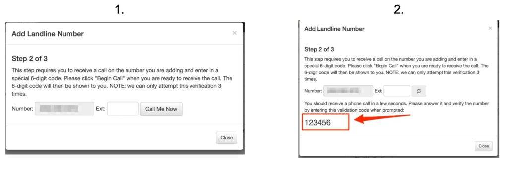 Call me know option for hosting phone number approval process