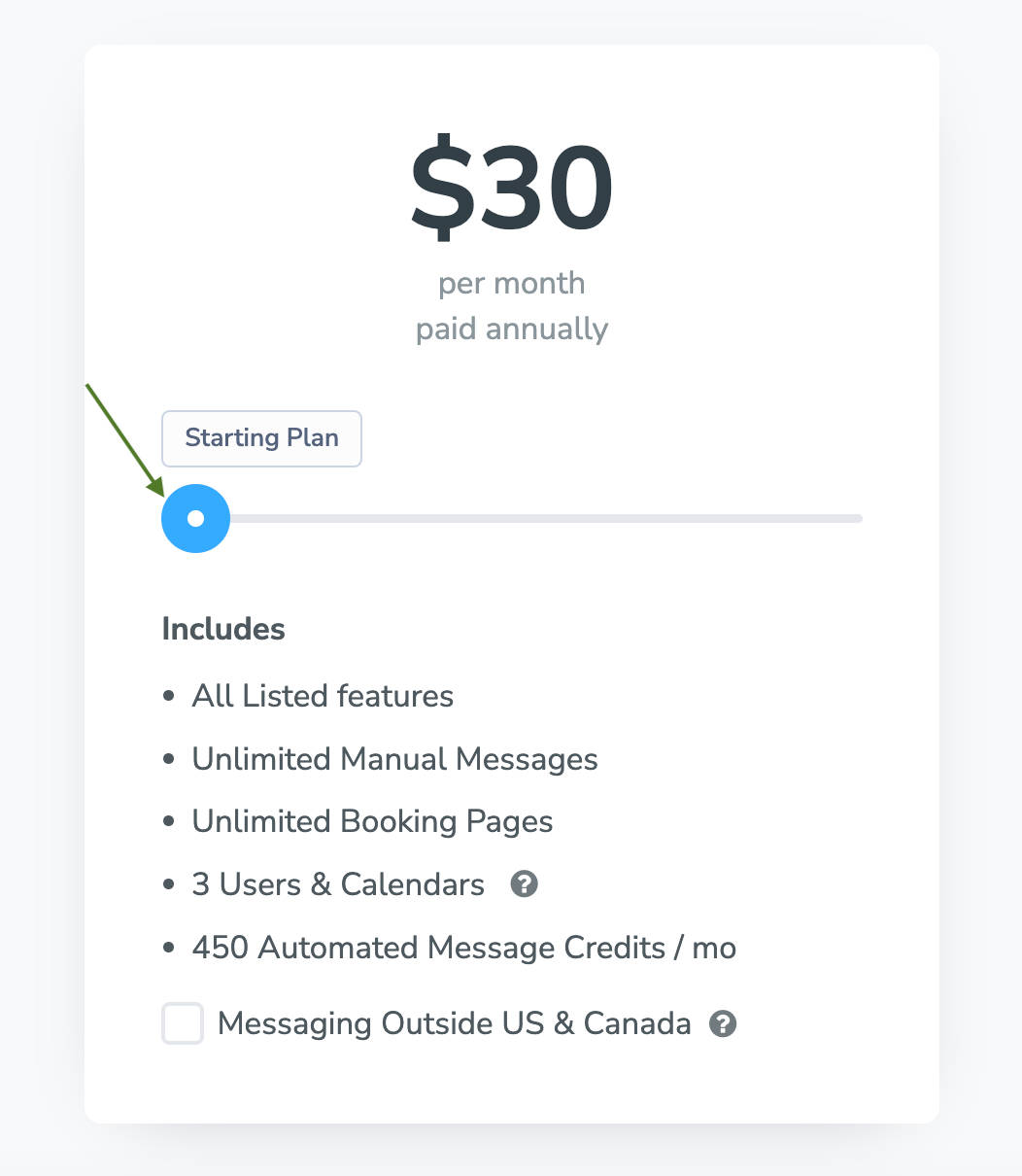 Apptoto billing page pricing slider