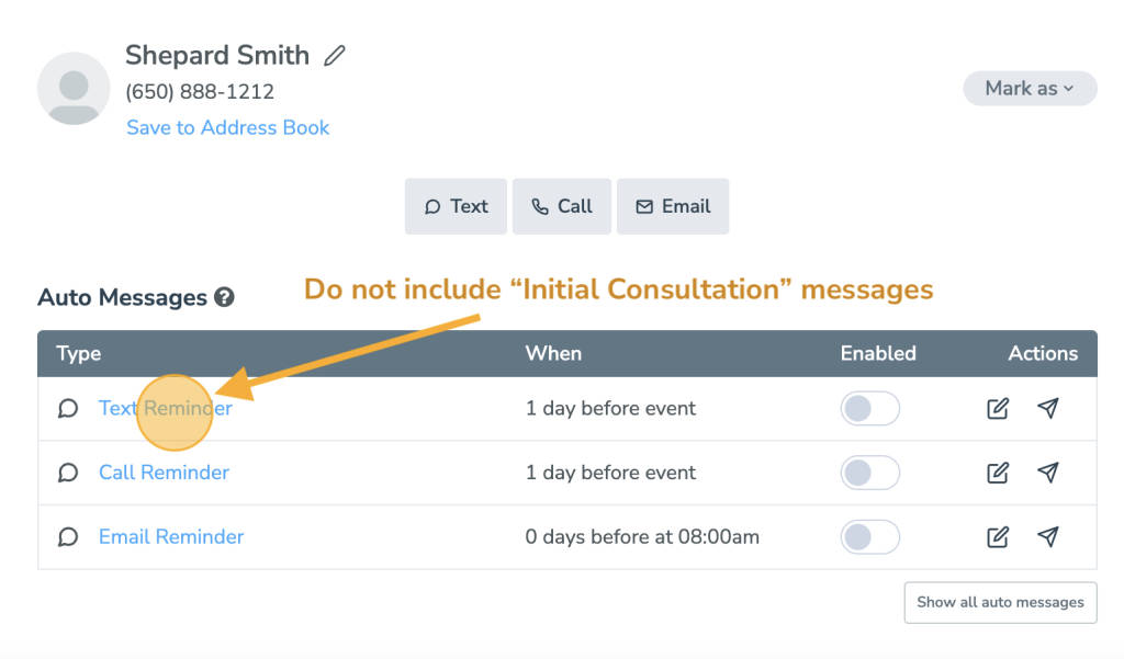 messaging sequence for appointment event that does not included rule/filter keyword