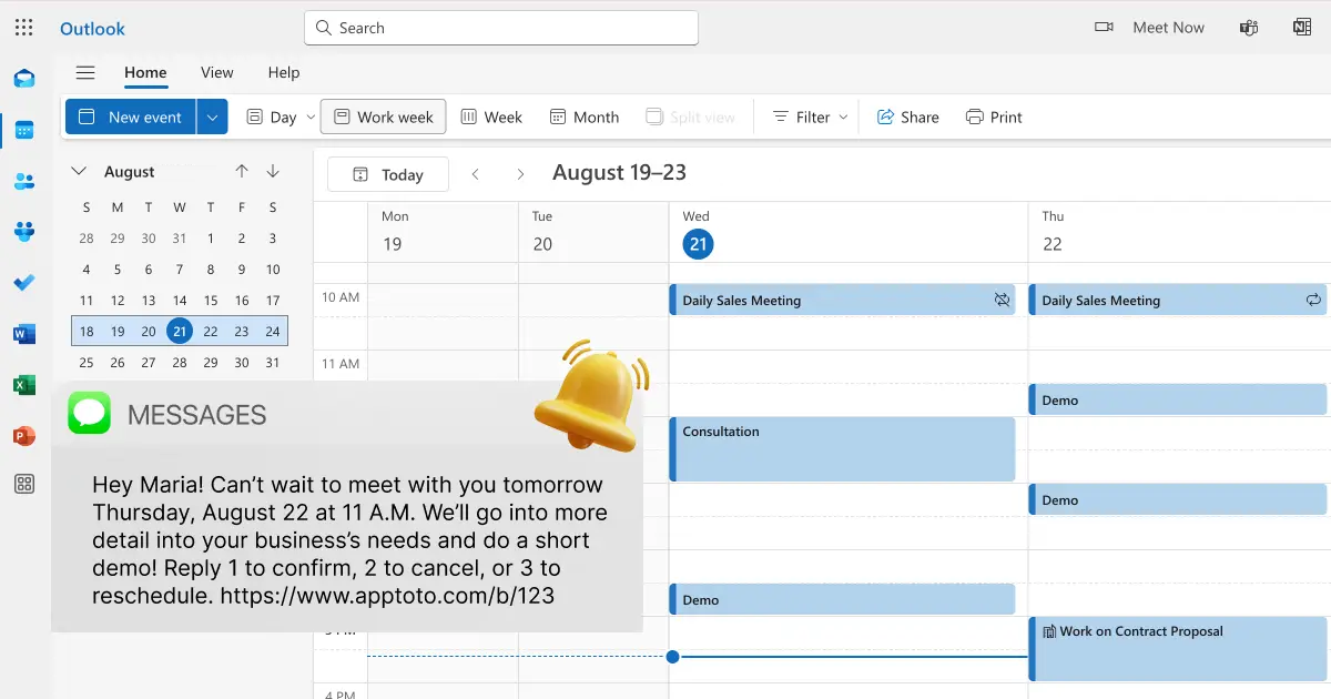 How to Send SMS Appointment Reminders from Outlook (2026 Guide)