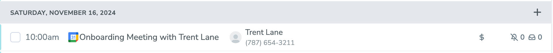 Appointment dashboard showing payment owed by client