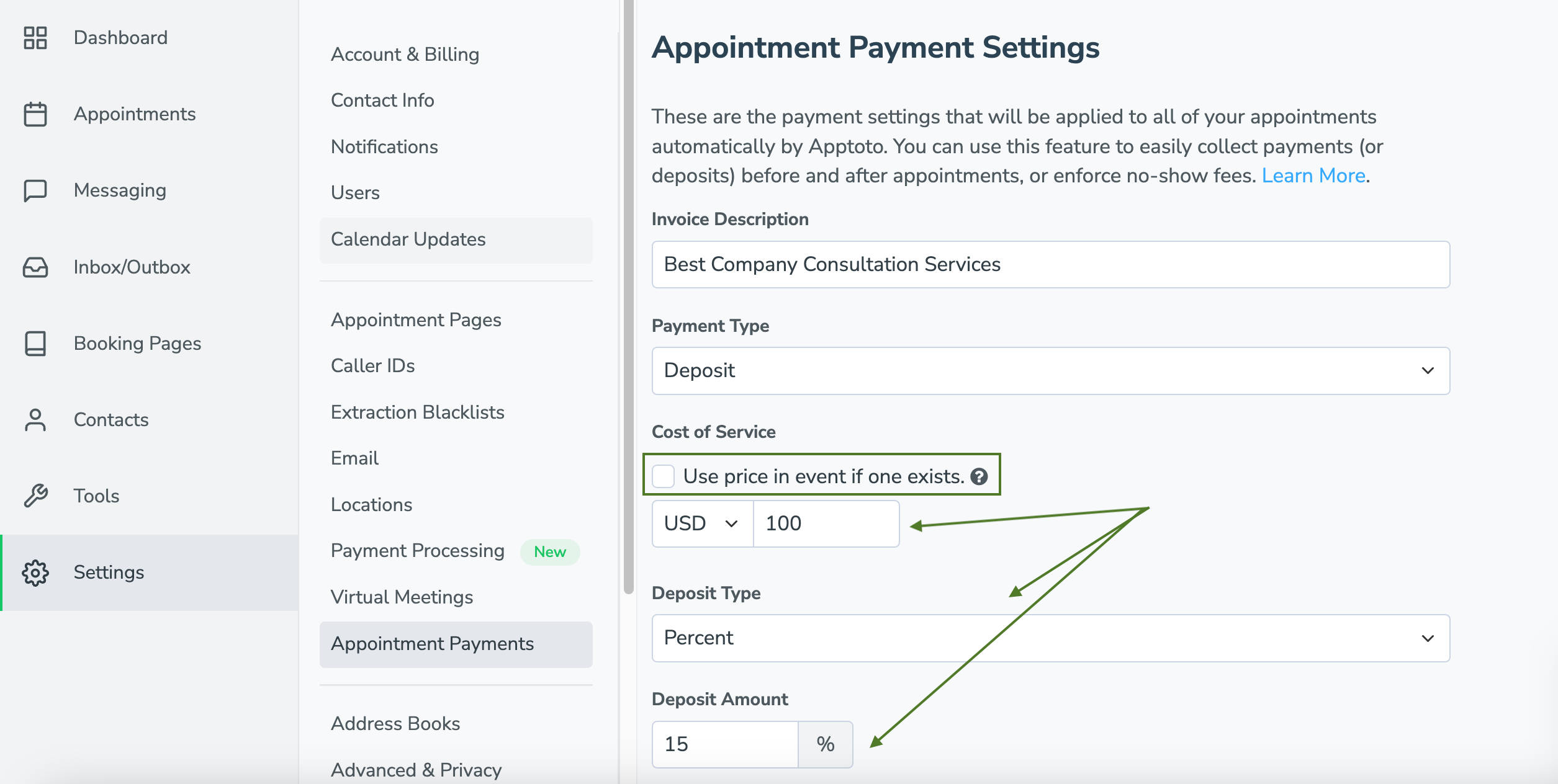 Uncheck "use price in event if one exists" to set the same price for every appointment event.