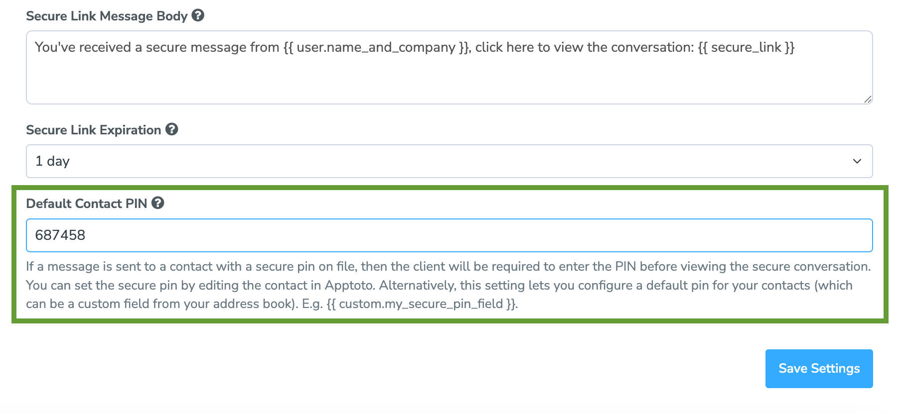 Require a PIN for clients to access their secure messages for added security