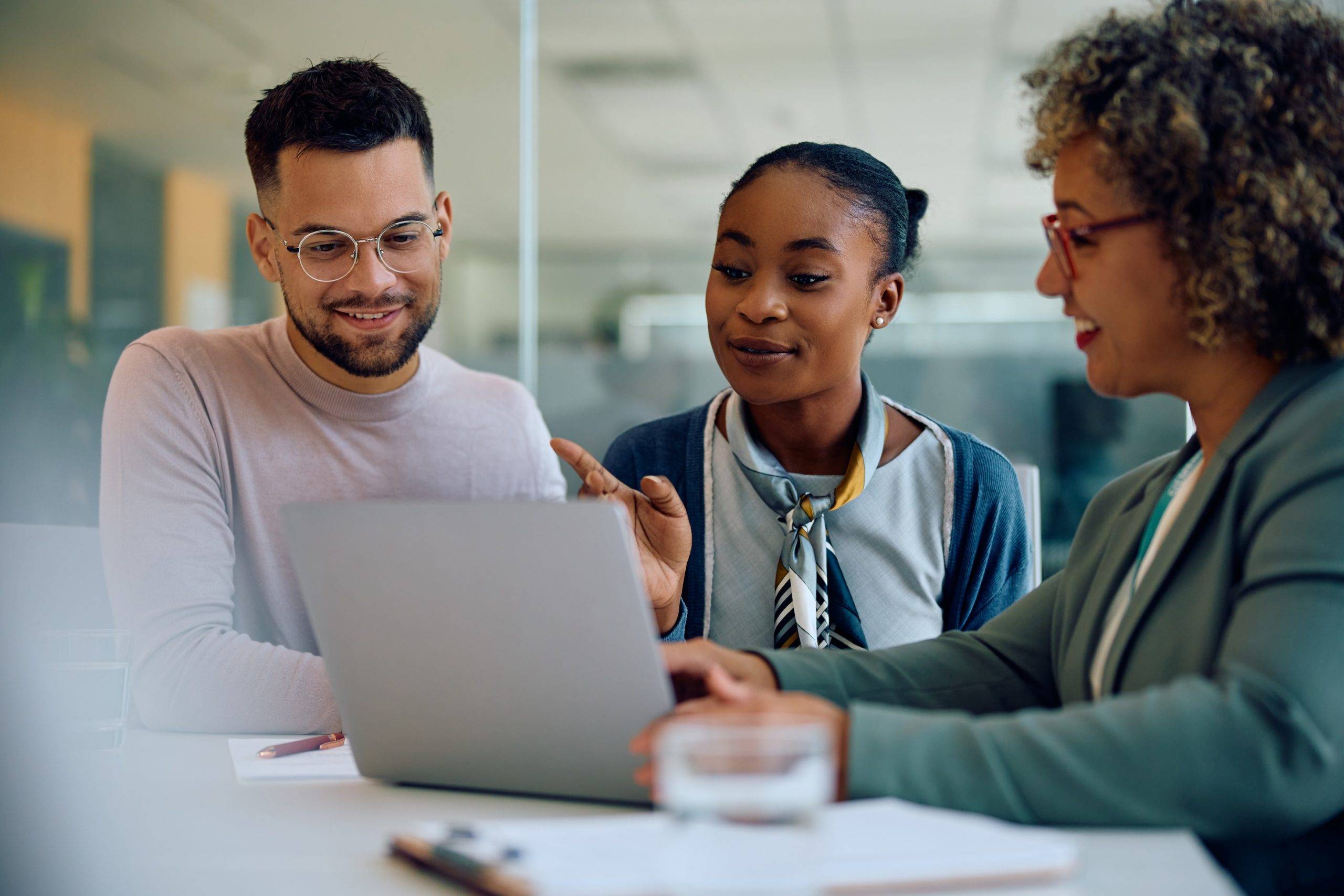Financial advisor having appointment with young couple