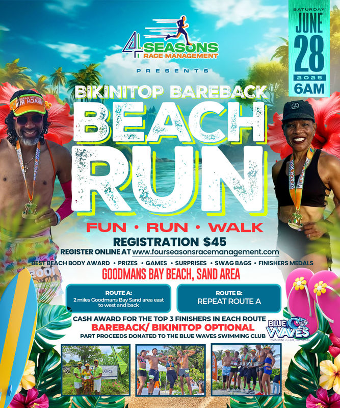 BIKINITOP BAREBACK BEACH FUN RUN WALK III, NASSAU BAHAMAS