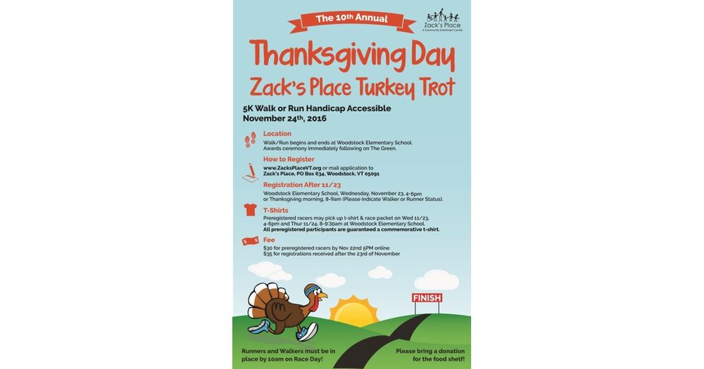 Zacks Place Thanksgiving Turkey Trot in-person and global