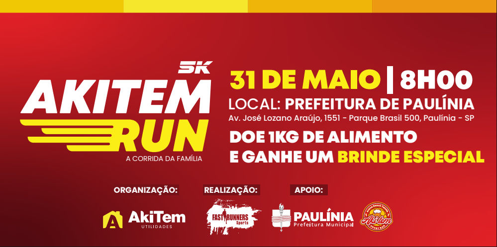 CORRIDA AKI TEM RUN PAULÍNIA 5K - 2026