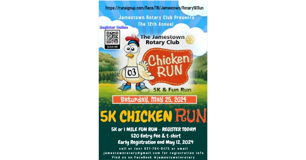 2024 Jamestown Rotary 5K Chicken Run & 1 Mile Fun Run