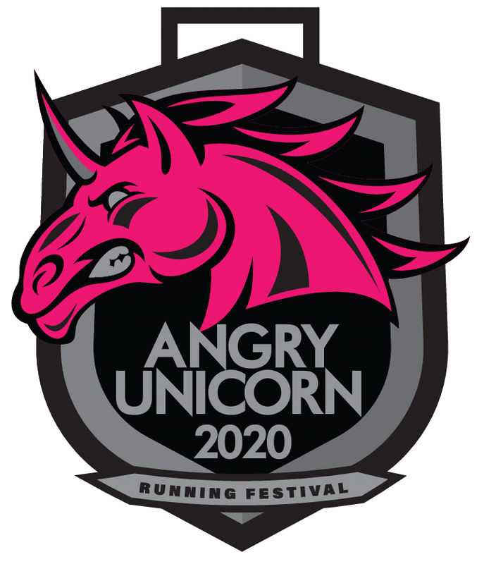 angry unicorn running festival