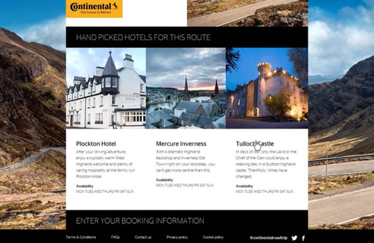 Graphic with hand picked hotels for this route: Pickston Hotel, Mercure Inverness, Tulloch Castle. Enter your booking information.