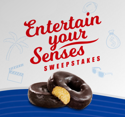 Entenmann's promotional graphic "Enter to win a family trip to Orlando, FL through the Entertain Your Senses Sweepstakes."