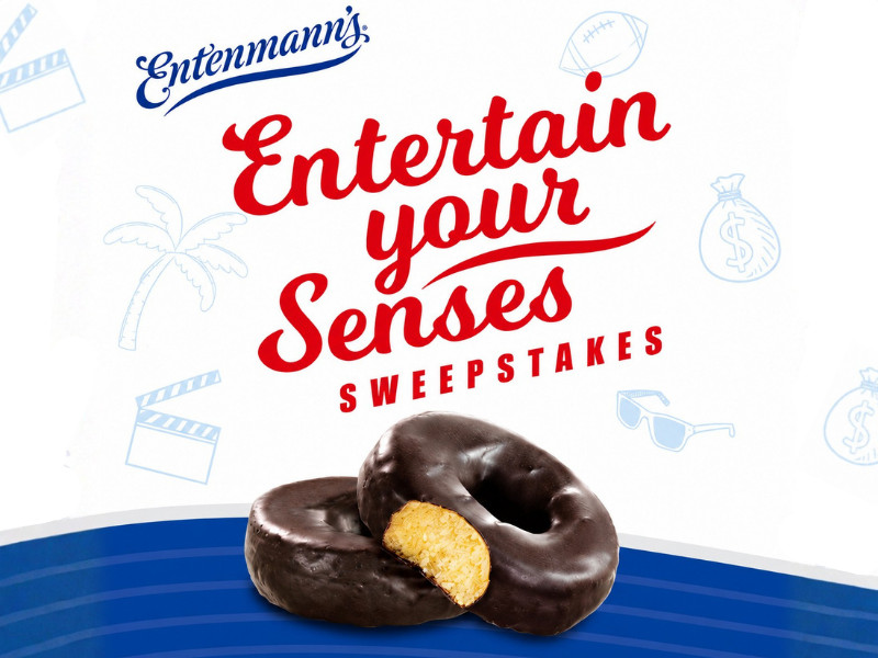 Entenmann's promotional graphic "Enter to win a family trip to Orlando, FL through the Entertain Your Senses Sweepstakes."
